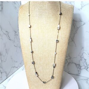 SILVER-TONE Cube Beaded Chain Necklace